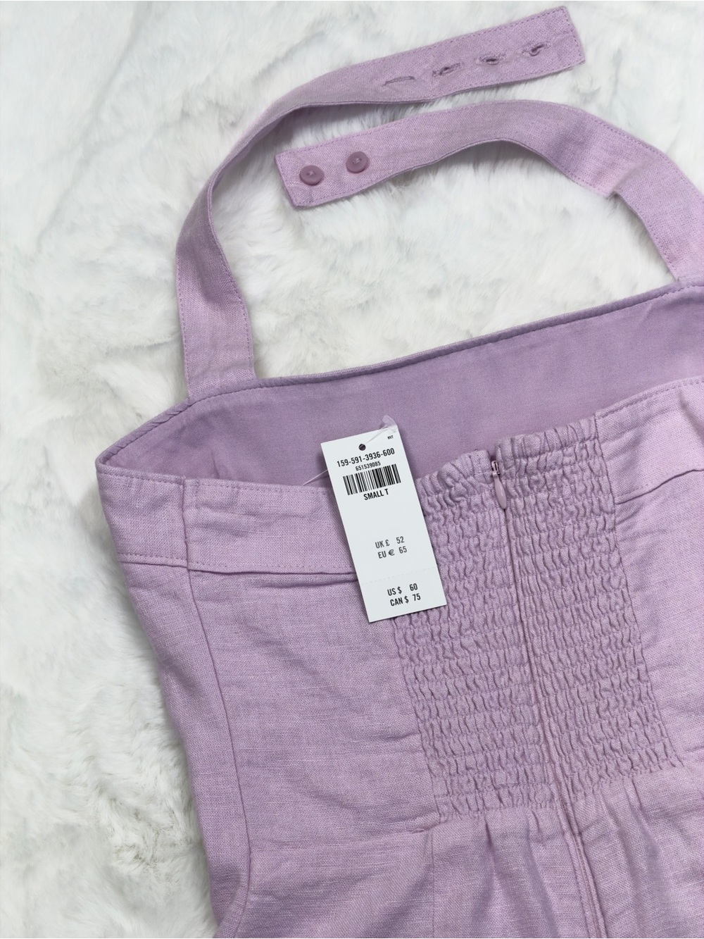 NWT A&F Light Pink Halter Linen-Blend Mini Dress - Picture 2 of 12